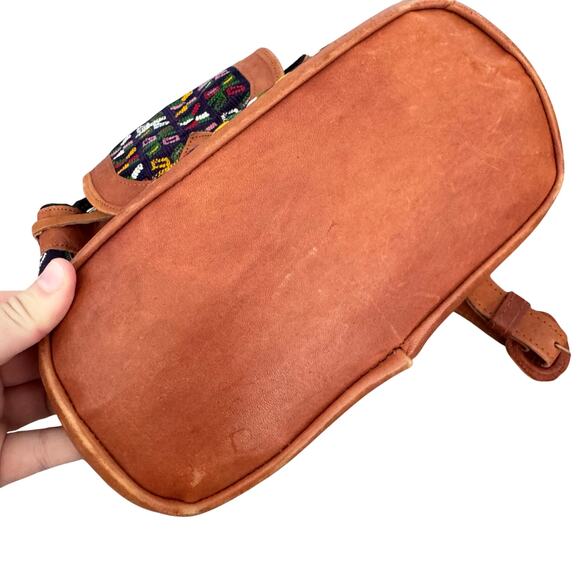Handmade tapestry leather backpack main image 6